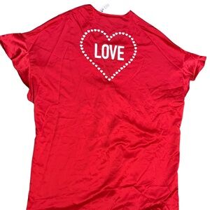 Victoria’s Secret Red LOVE Robe One Size NWT Satin Tie‎ Front Y2K Loungewear